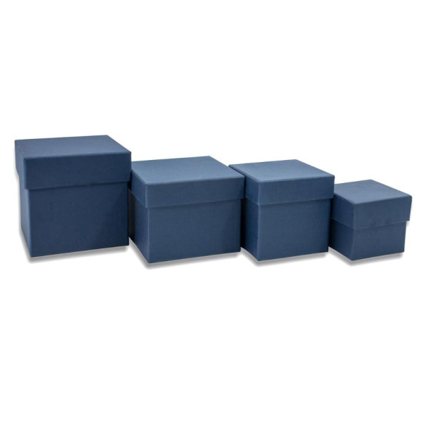 Χειροποίητος Χάρτινος Κύβος, Μπλε με Επένδυση Βελούδο, 6 διαστάσεις 