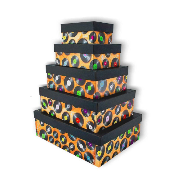 Χειροποίητο Χάρτινο Κουτί, Δίσκοι με Μαύρο Καπάκι, 5 διαστάσεις
