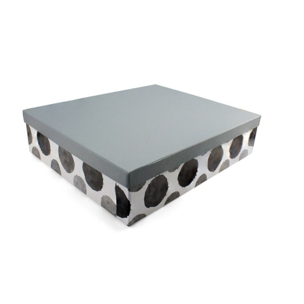 Χειροποίητο Χάρτινο Κουτί, Μαύρο Πουά με Γκρι Καπάκι, 4 διαστάσεις