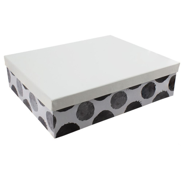 Χειροποίητο Χάρτινο Κουτί, Μαύρο Πουά με Λευκό Καπάκι, 4 διαστάσεις