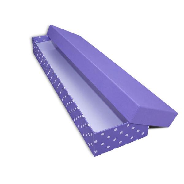 Χειροποίητο Χάρτινο Κουτί Λαμπάδας, Λιλά-Πουά, 42*10*5cm