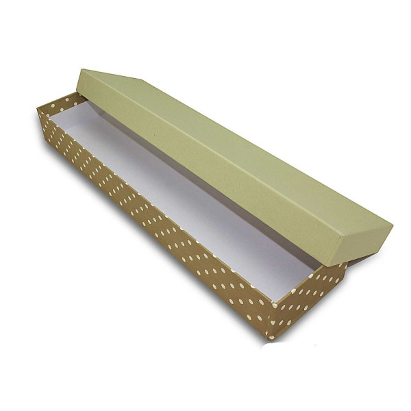 Χειροποίητο Χάρτινο Κουτί Λαμπάδας, Λαδί-Πουά, 42*10*5cm