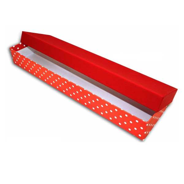 Χειροποίητο Χάρτινο Κουτί Λαμπάδας, Κόκκινο-Πουά, 42*10*5cm