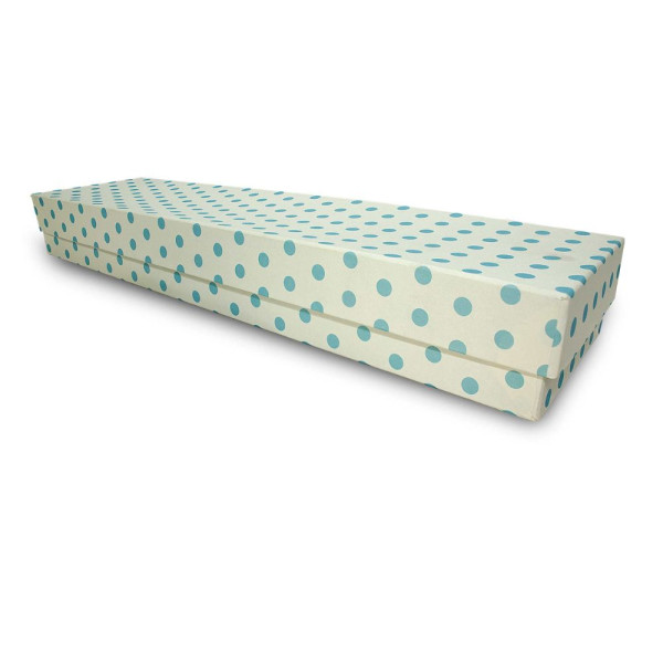 Χειροποίητο Χάρτινο Κουτί Λαμπάδας, Λευκό/Γαλάζιο-Πουά, 42*10*5cm