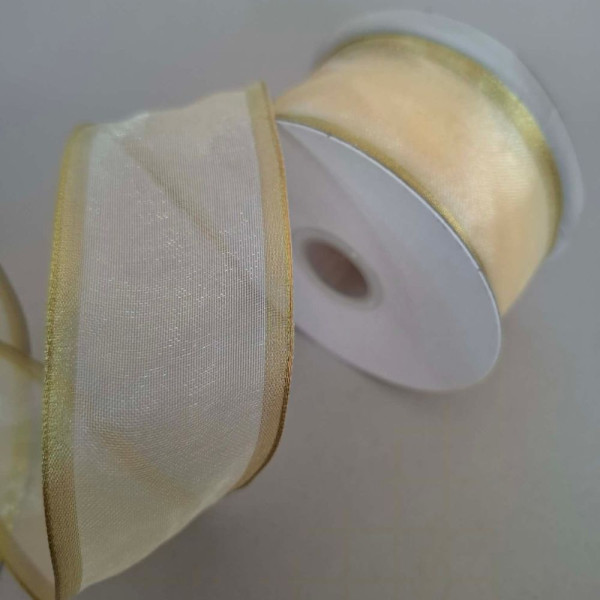 Ημιδιάφανη Χρυσή με Σύρμα, 10 γιάρδες, 5cm