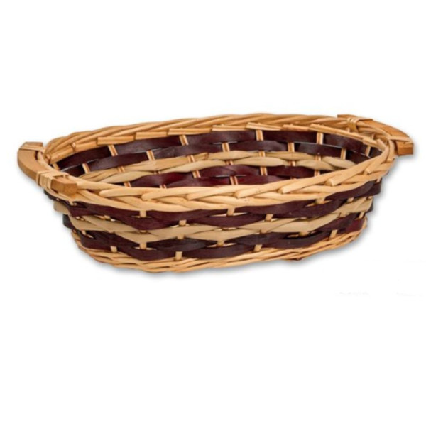 Ξύλινο Οβάλ Καλάθι με Χερούλια, Φυσικό-Καφέ, 38*28*10cm