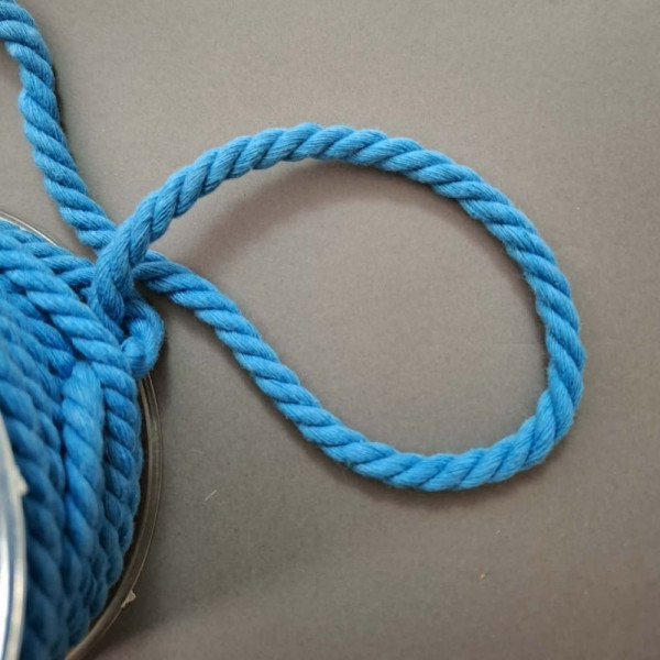 Κορδόνι Στριφτό Τρίκλωνο Βαμβακερό Τυρκουάζ, 10 μέτρα, 6 mm