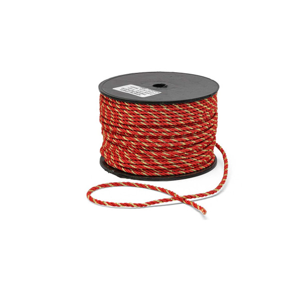 Κορδόνι Στριφτό Τρίκλωνο Μεταξωτό Κόκκινο-Χρυχό 3mm