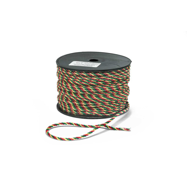 Κορδόνι Στριφτό Τρίκλωνο Μεταξωτό Κόκκινο-Πράσινο-Χρυσό 3mm