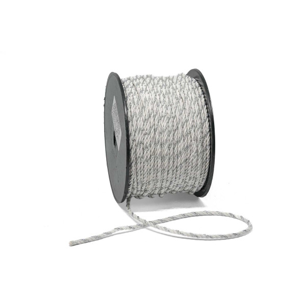 Κορδόνι Στριφτό Τρίκλωνο Μεταξωτό Λευκό-Ασημί 3mm