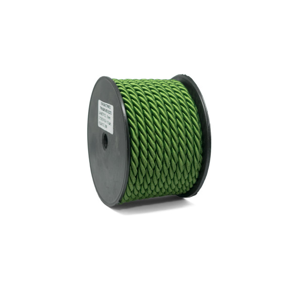 Κορδόνι Στριφτό Τρίκλωνο Μεταξωτό Πράσινο 6mm
