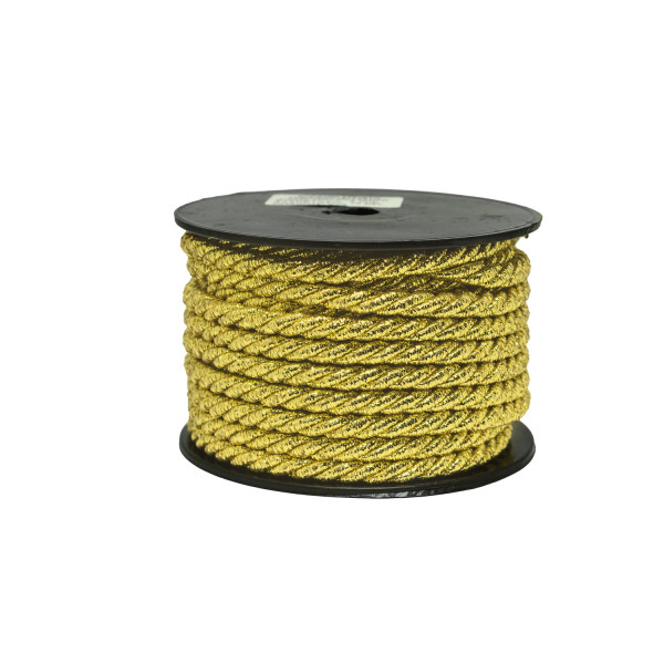 Κορδόνι Στριφτό Τρίκλωνο Μεταξωτό Χρυσό 6mm