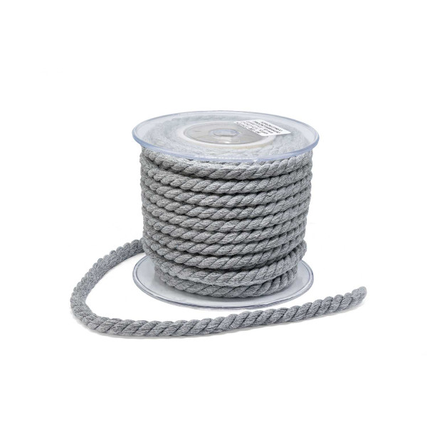 Κορδόνι Στριφτό Τρίκλωνο Βαμβακερό Γκρι 10mm