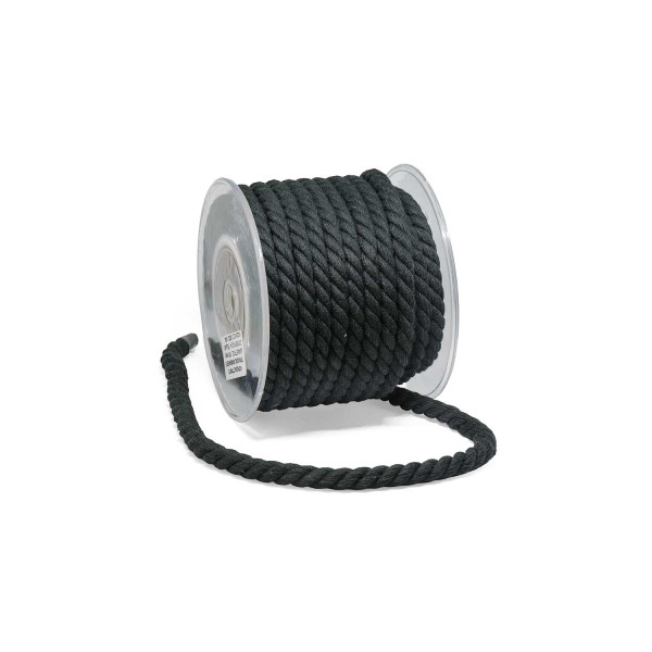 Κορδόνι Στριφτό Τρίκλωνο Βαμβακερό Μαύρο 10mm