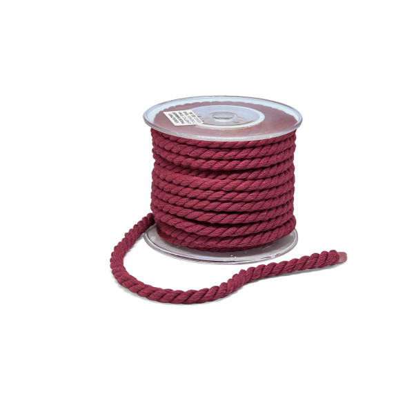 Κορδόνι Στριφτό Τρίκλωνο Βαμβακερό Μπορντό 10mm