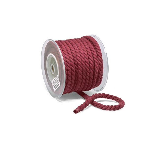Κορδόνι Στριφτό Τρίκλωνο Βαμβακερό Μπορντό 10mm