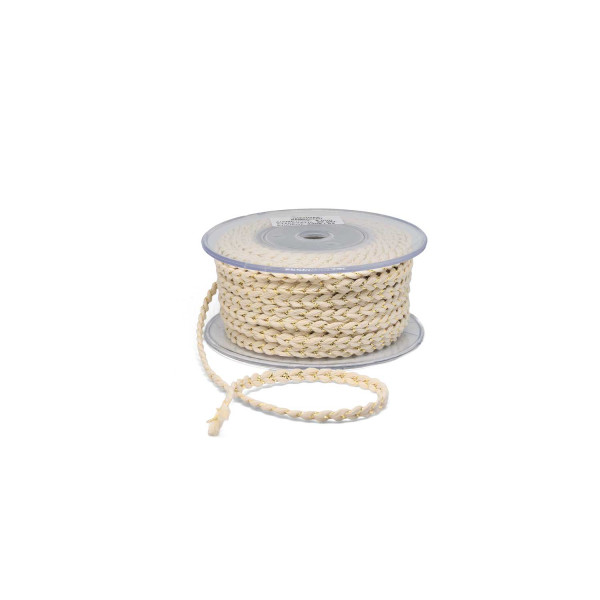 Πλεκτή Βαμβακερή Πλεξούδα 8mm Εκρού-Χρυσό