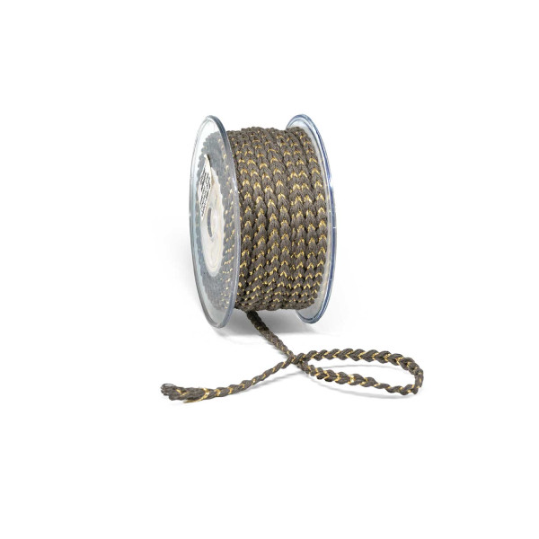 Πλεκτή Βαμβακερή Πλεξούδα 8mm Γκρι-Χρυσό