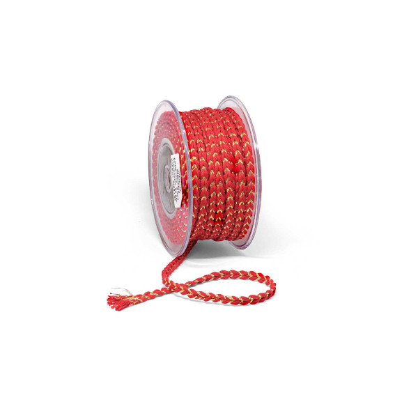 Πλεκτή Βαμβακερή Πλεξούδα 8mm Κόκκινο-Χρυσό