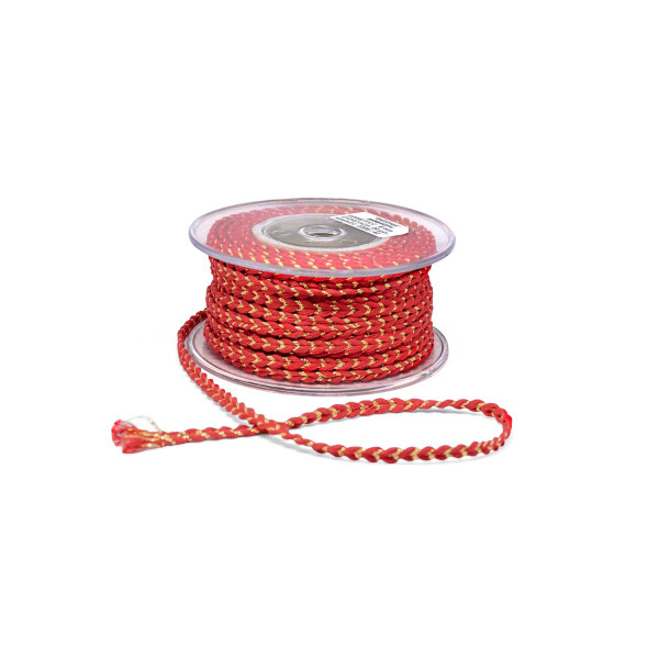 Πλεκτή Βαμβακερή Πλεξούδα 8mm Κόκκινο-Χρυσό