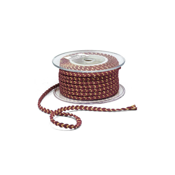 Πλεκτή Βαμβακερή Πλεξούδα 8mm Μπορντό-Χρυσό