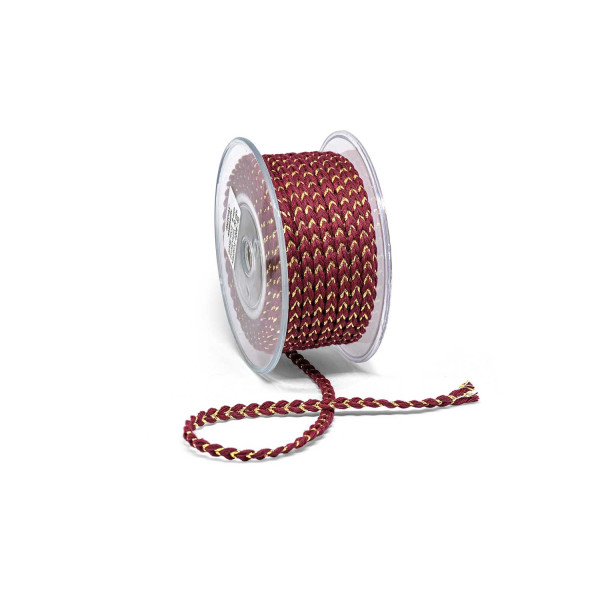 Πλεκτή Βαμβακερή Πλεξούδα 8mm Μπορντό-Χρυσό