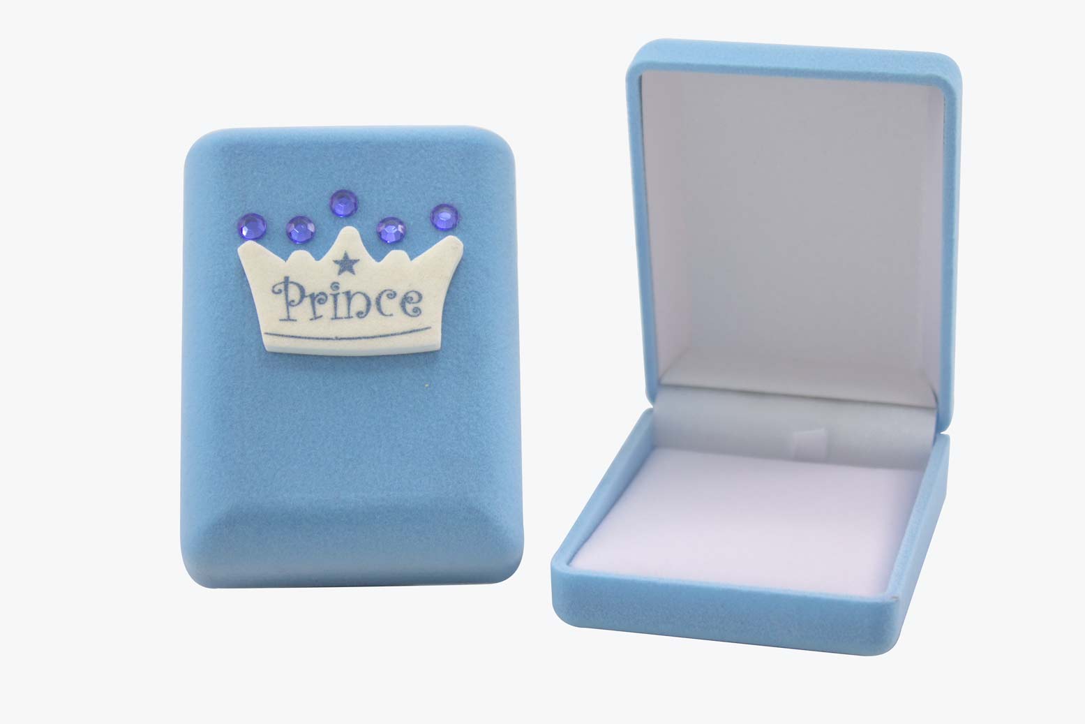 Γαλάζιο Βελούδινο Κουτί με Κορώνα