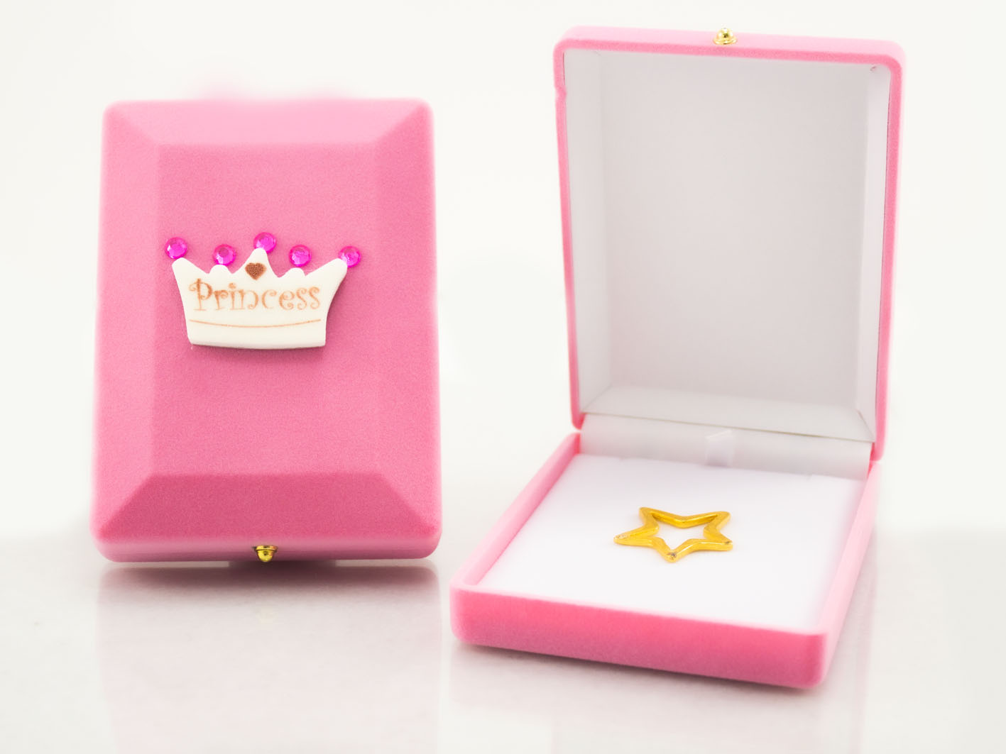 Ροζ Βελούδινο Κουτί με Κορώνα