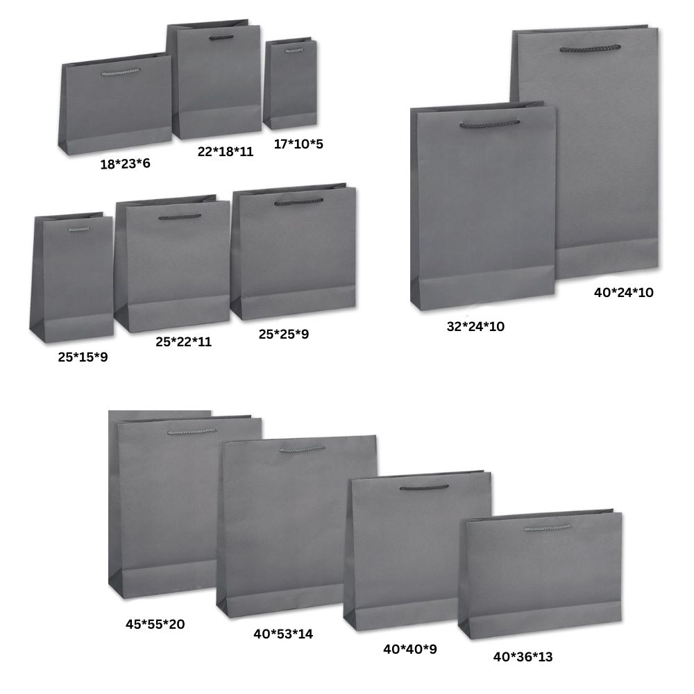 Χάρτινες Χειροποίητες Τσάντες με Κορδόνι – Γκρι, 20τμχ