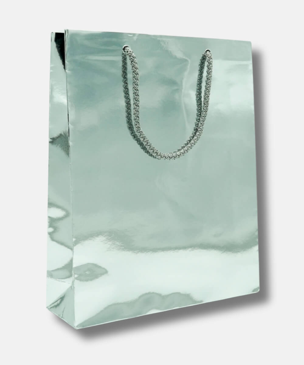 Χειροποίητες Πλαστικοποιημένες Τσάντες Ασημί Γυαλιστερές – 20 τμχ