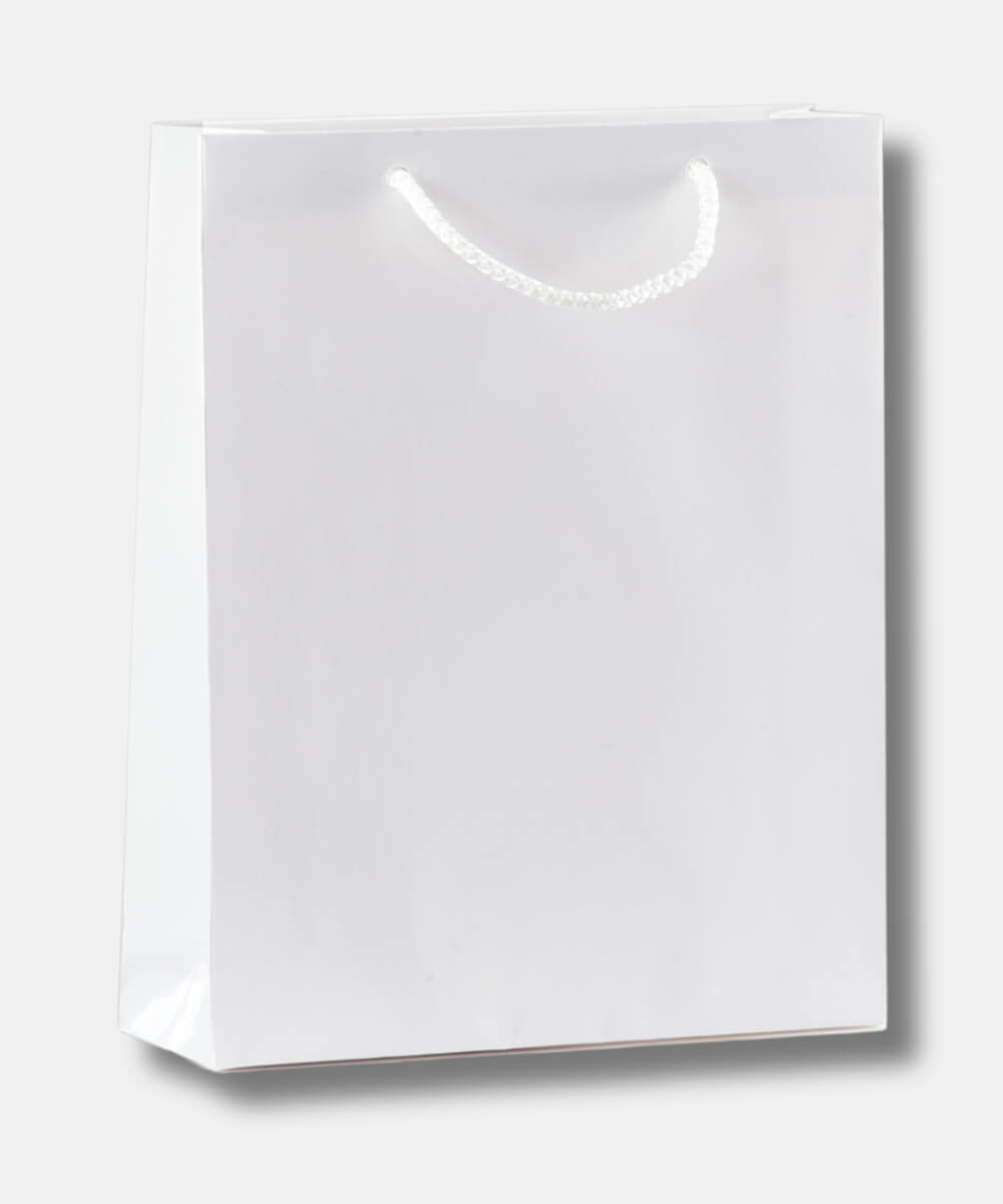 Χειροποίητες Πλαστικοποιημένες Τσάντες Λευκές Γυαλιστερές – 20 τμχ