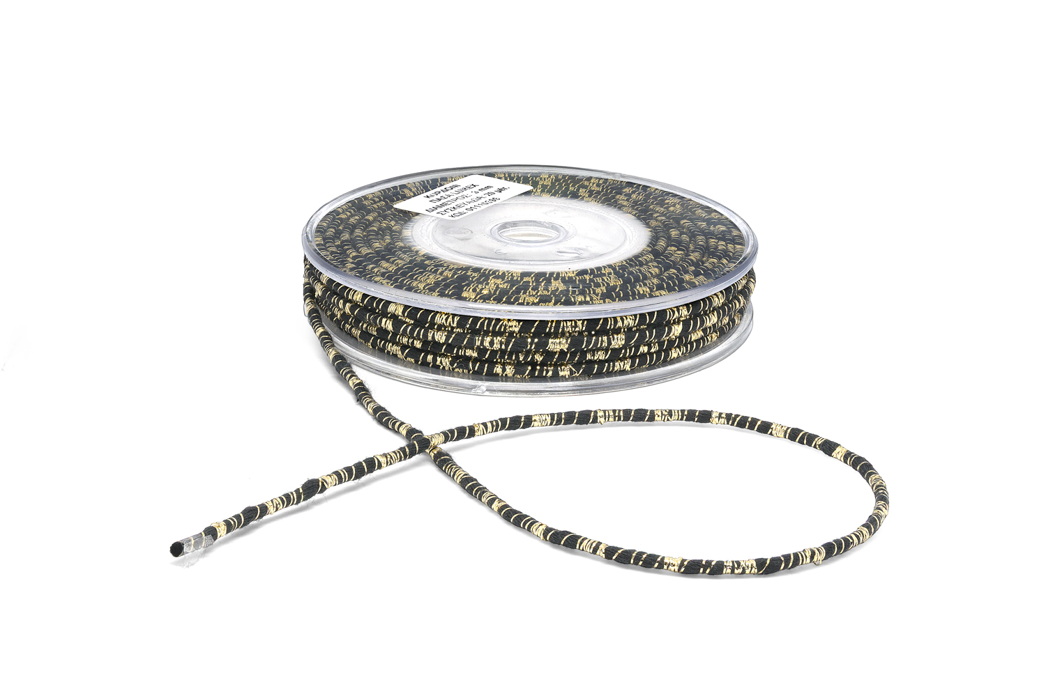 Κορδόνι Πάσα Λούρεξ Μονόχρωμο Μαύρο-Χρυσό 3mm