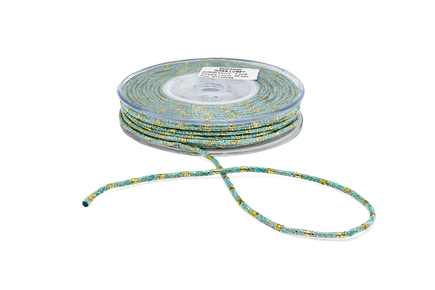 Κορδόνι Πάσα Λούρεξ Μονόχρωμο Πετρόλ-Χρυσό 3mm