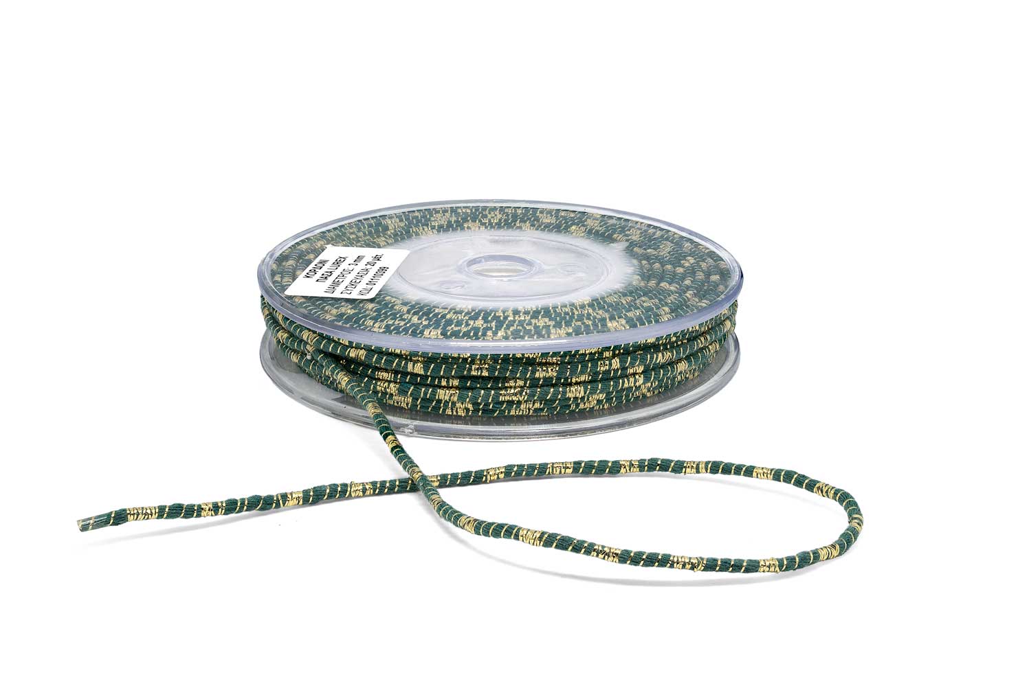 Κορδόνι Πάσα Λούρεξ Μονόχρωμο Πράσινο-Χρυσό 3mm