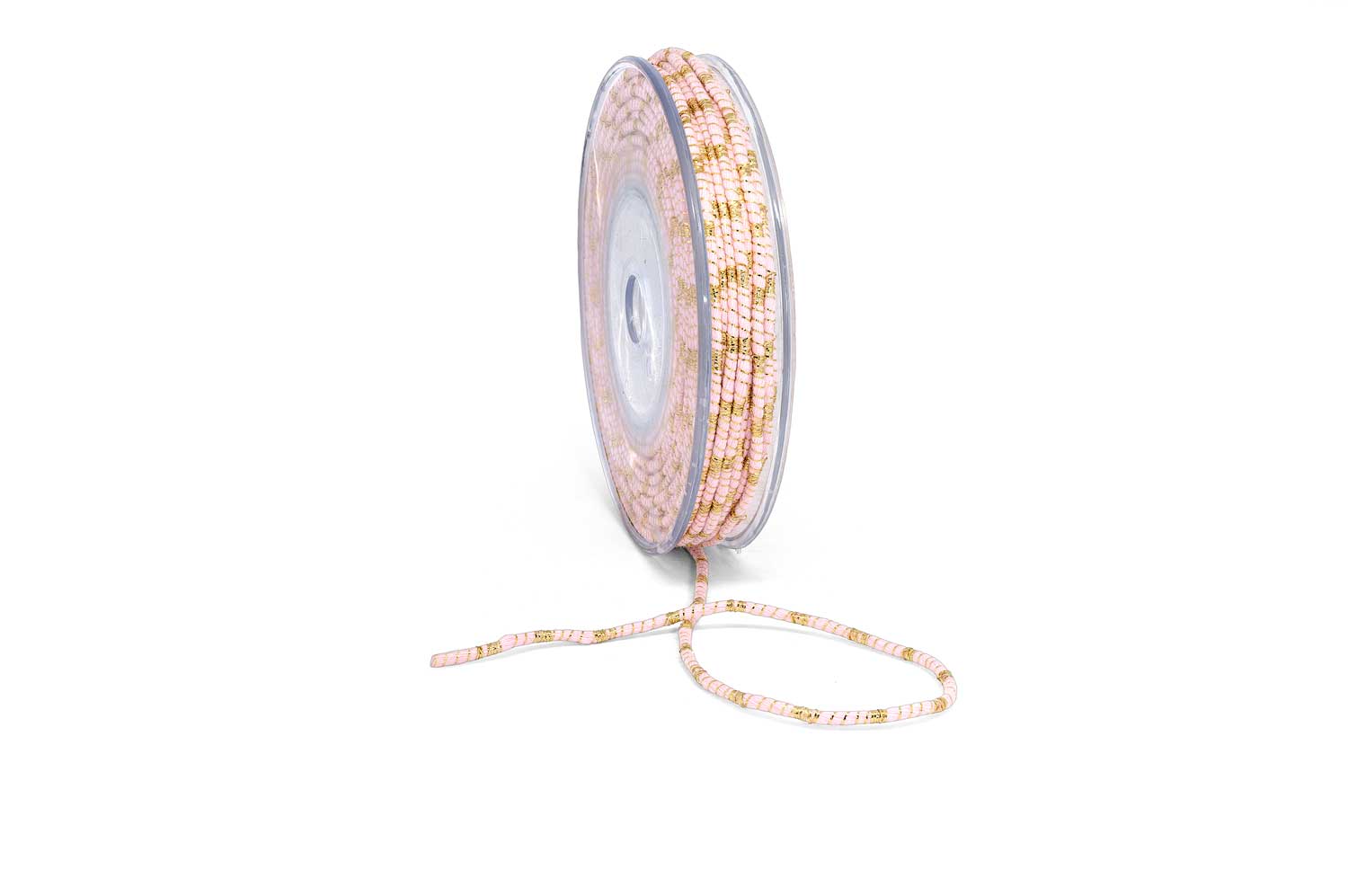 Κορδόνι Πάσα Λούρεξ Μονόχρωμο Ροζ-Χρυσό 3mm