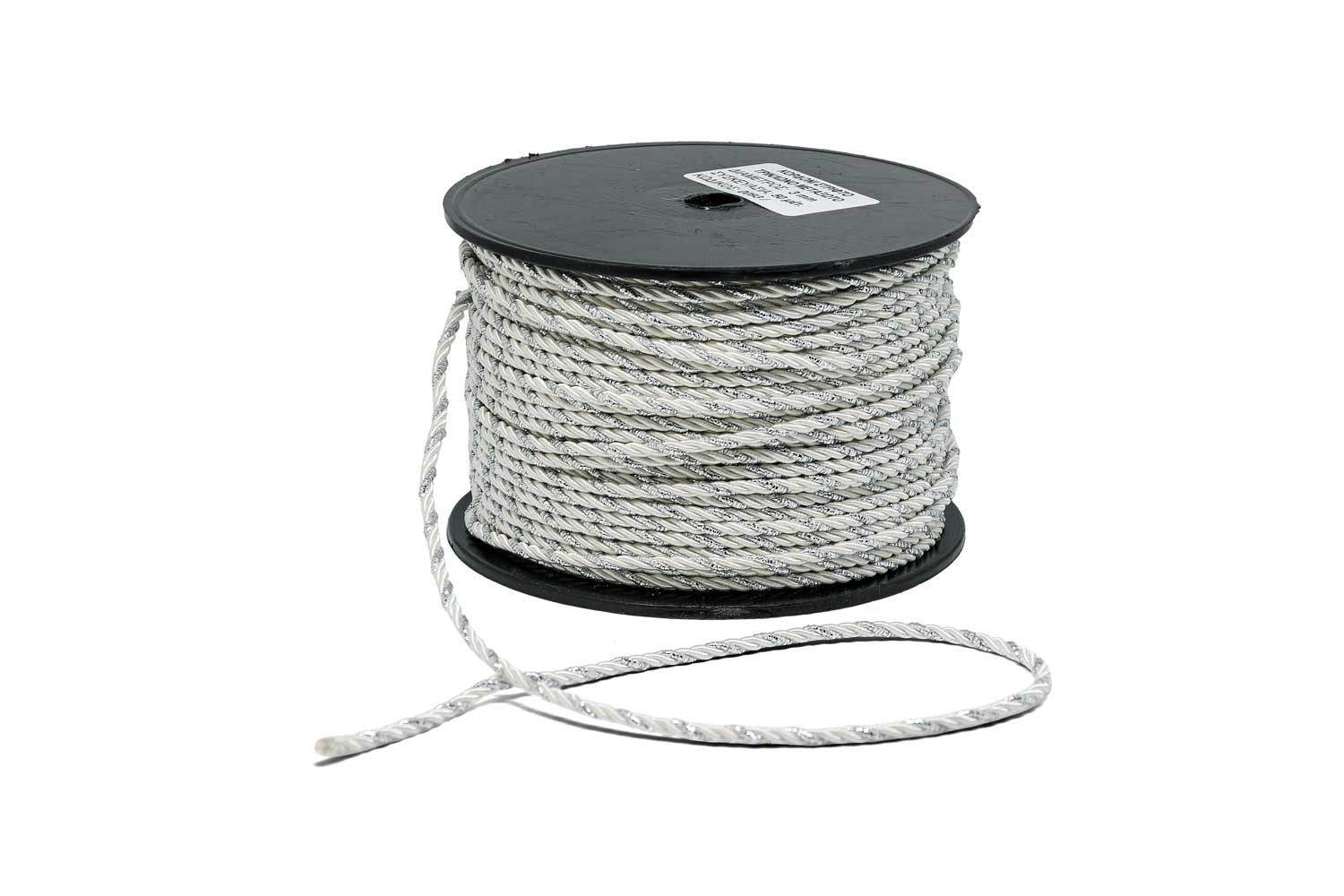 Κορδόνι Στριφτό Τρίκλωνο Μεταξωτό Λευκό-Ασημί 3mm