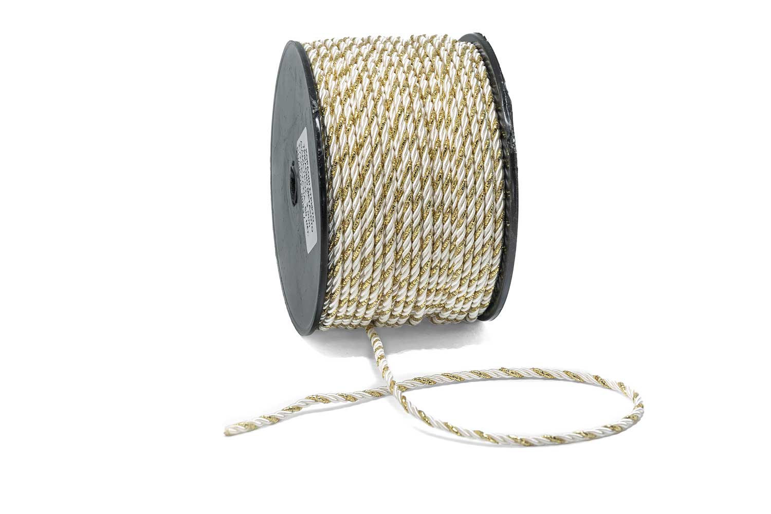 Κορδόνι Στριφτό Τρίκλωνο Μεταξωτό Λευκό-Χρυσό 3mm