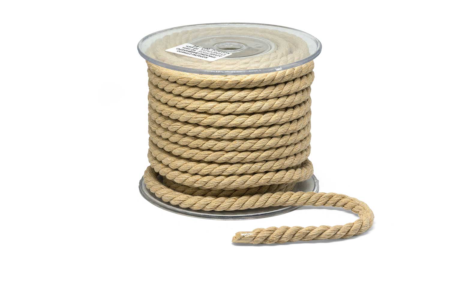 Κορδόνι Στριφτό Τρίκλωνο Βαμβακερό Μπεζ 10mm