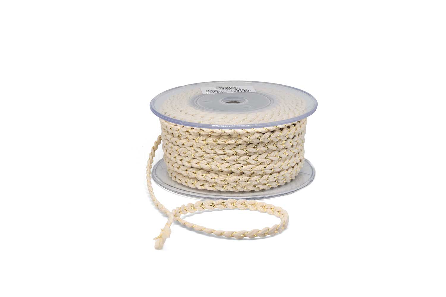 Πλεκτή Βαμβακερή Πλεξούδα 8mm Εκρού-Χρυσό