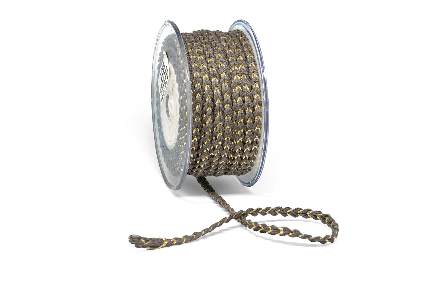 Πλεκτή Βαμβακερή Πλεξούδα 8mm Γκρι-Χρυσό