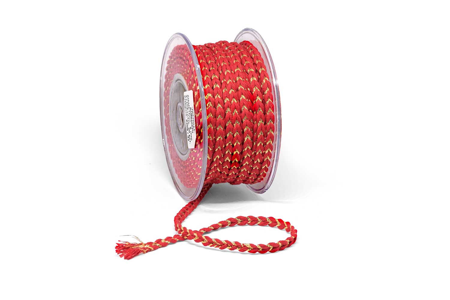 Πλεκτή Βαμβακερή Πλεξούδα 8mm Κόκκινο-Χρυσό