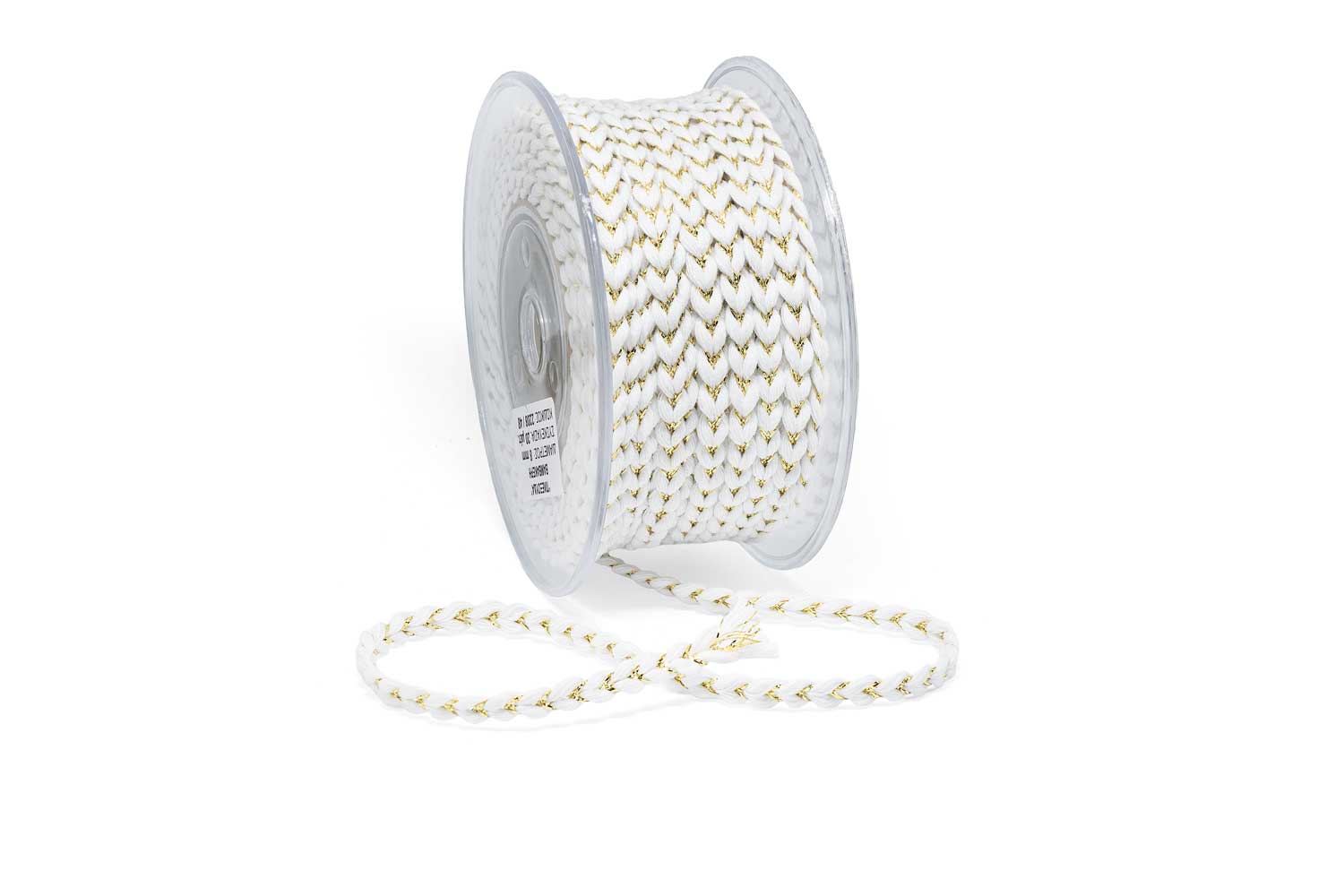 Πλεκτή Βαμβακερή Πλεξούδα 8mm Λευκό-Χρυσό