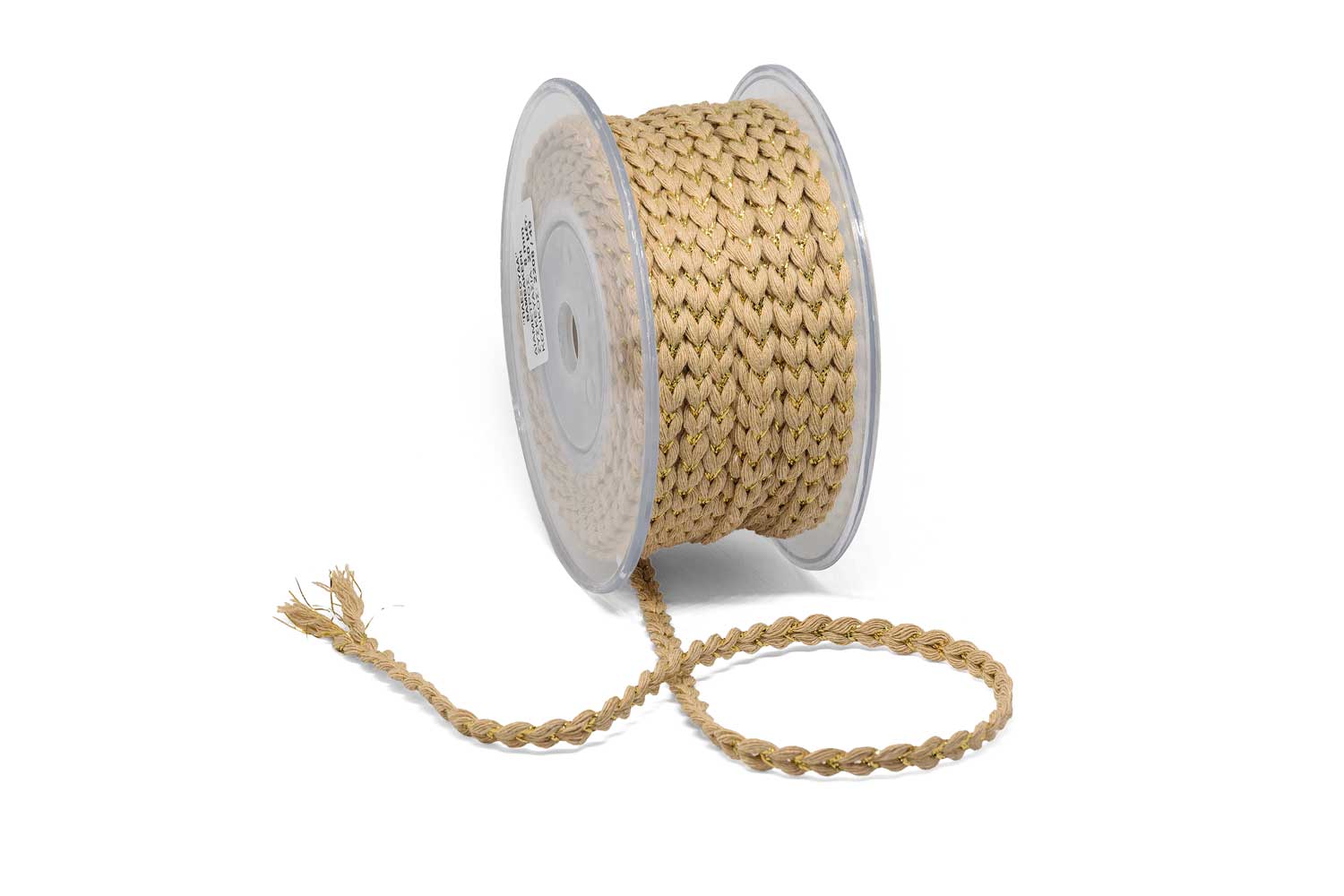 Πλεκτή Βαμβακερή Πλεξούδα 8mm Μπεζ-Χρυσό