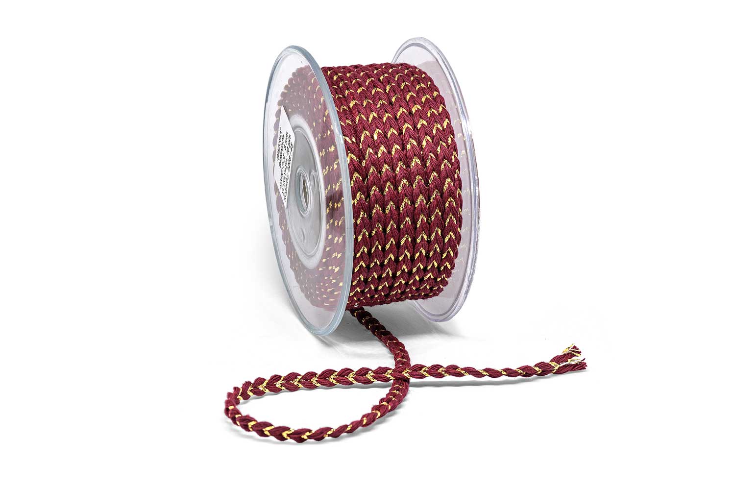 Πλεκτή Βαμβακερή Πλεξούδα 8mm Μπορντό-Χρυσό