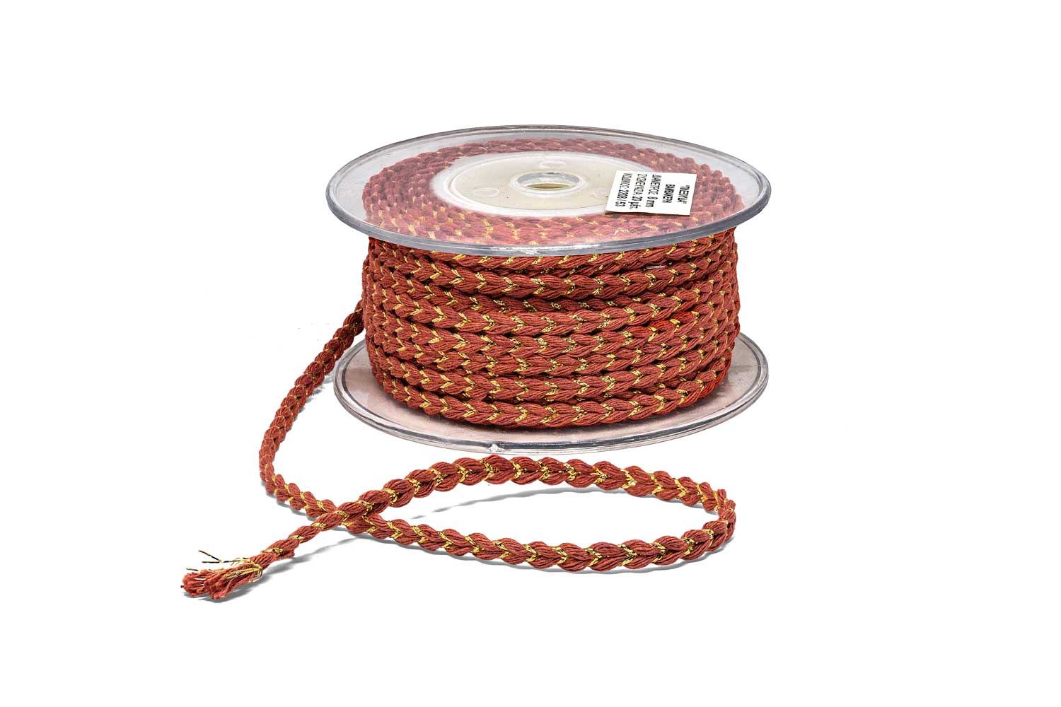 Πλεκτή Βαμβακερή Πλεξούδα 8mm Τερακότα-Χρυσό