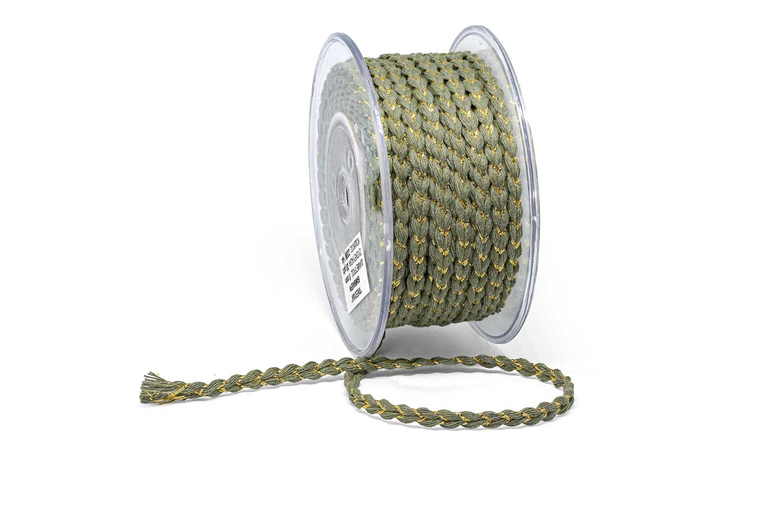 Πλεκτή Βαμβακερή Πλεξούδα 8mm Χακί-Χρυσό
